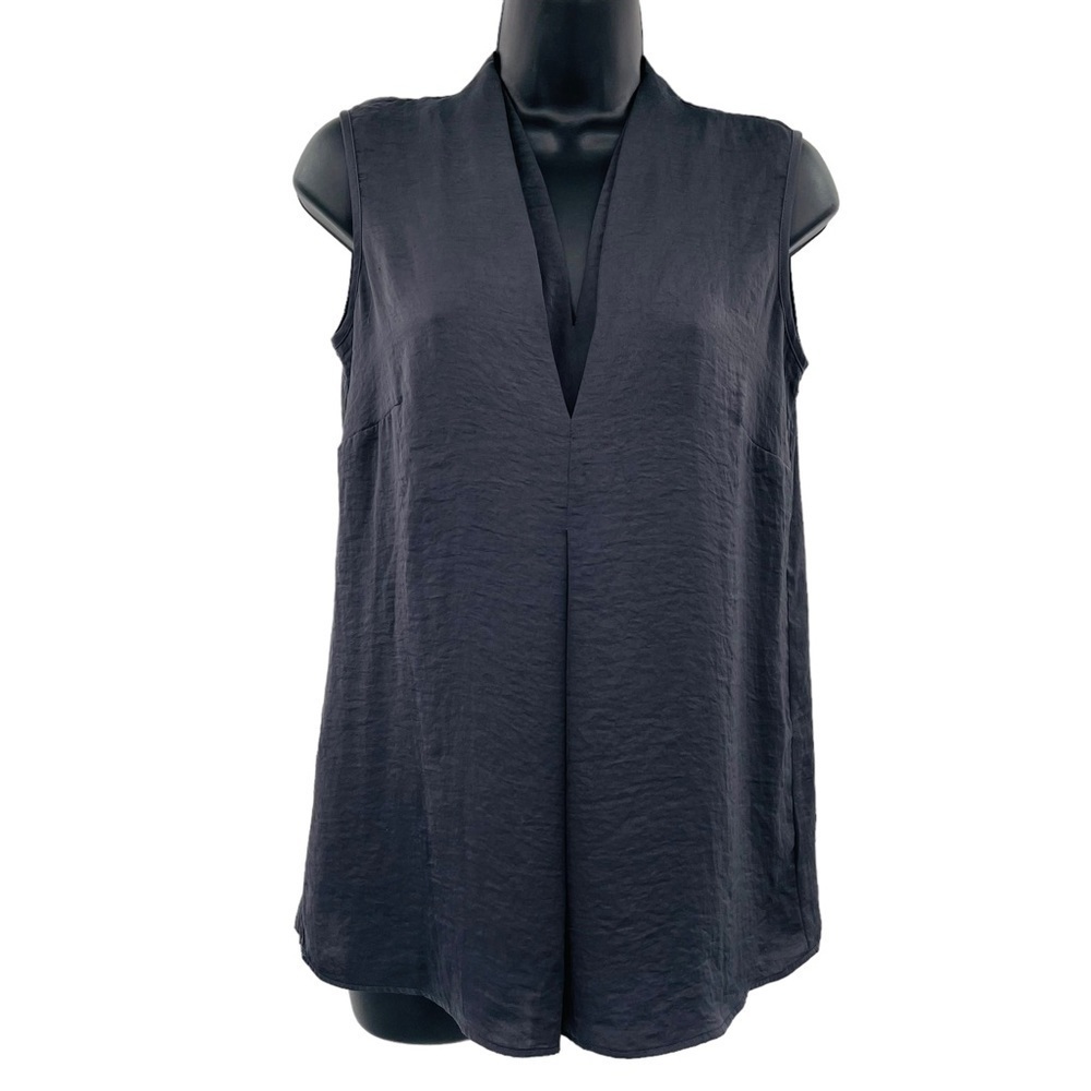 Cabi Veneer top v neck sleeveless gun metal grey women's size XS style 3786